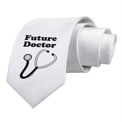 TOOLOUD Future Doctor Printed White Neck Tie