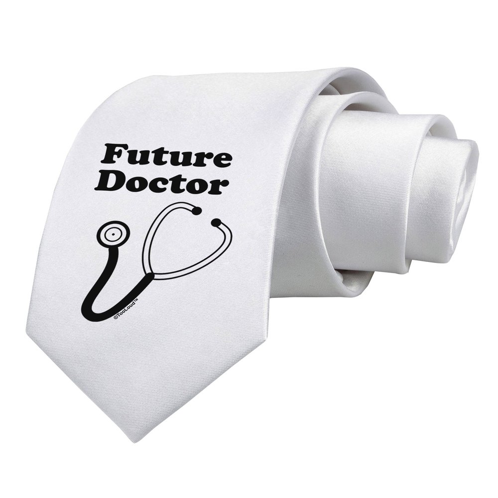 TOOLOUD Future Doctor Printed White Neck Tie