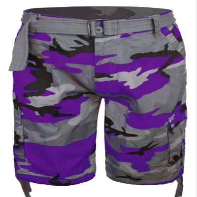 Guytalk Men's Camo Cargo Military Short Purple 30