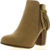 Adriana Juniper-55 Women's Chunky Heel Fringe Zipper Closure Ankle Booties,Beige,7.5 view 1