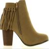 Adriana Juniper-55 Women's Chunky Heel Fringe Zipper Closure Ankle Booties,Beige,7.5 view 2