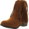 Adriana Leonara-39 Women's Side Zipper Low Heel Fringe Ankle Booties,Rust,5.5 view 1