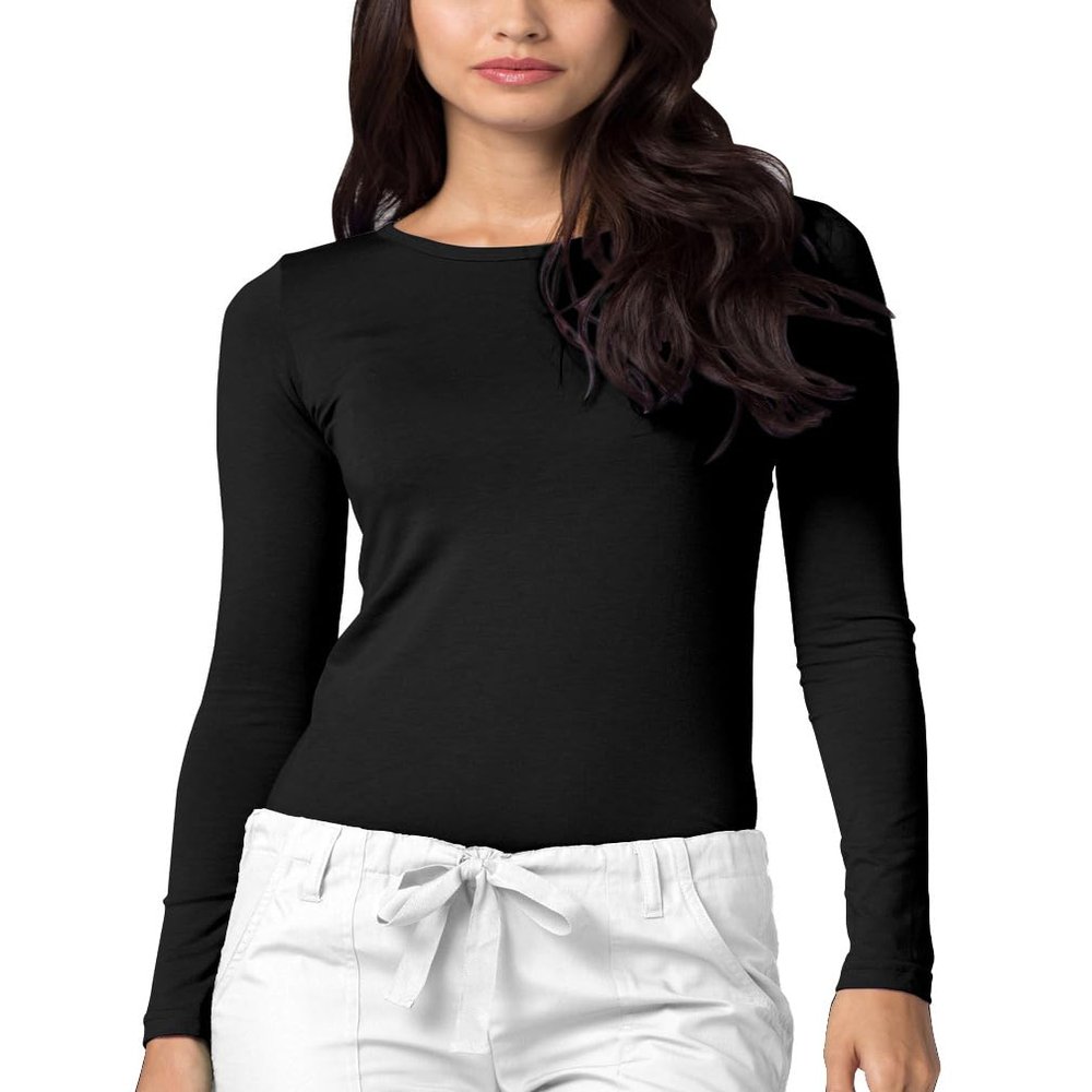 Adar Underscrubs for Women - Long Sleeve Underscrub Comfort Tee - 2900 - Black - 2X