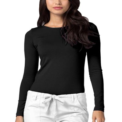Adar Underscrubs for Women - Long Sleeve Underscrub Comfort Tee - 2900 - Black - 3X