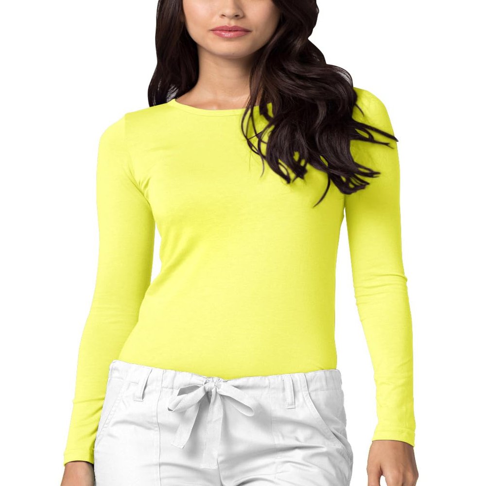Adar Underscrubs for Women - Long Sleeve Underscrub Comfort Tee - 2900 - Citron - S
