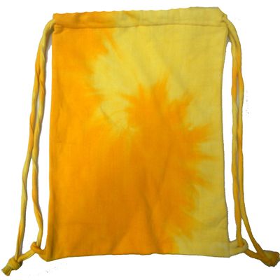 Colortone Tie Dye Drawstring Backpack, Lightweight Gym Bag for Women and Men, Spiral Gold, One Size