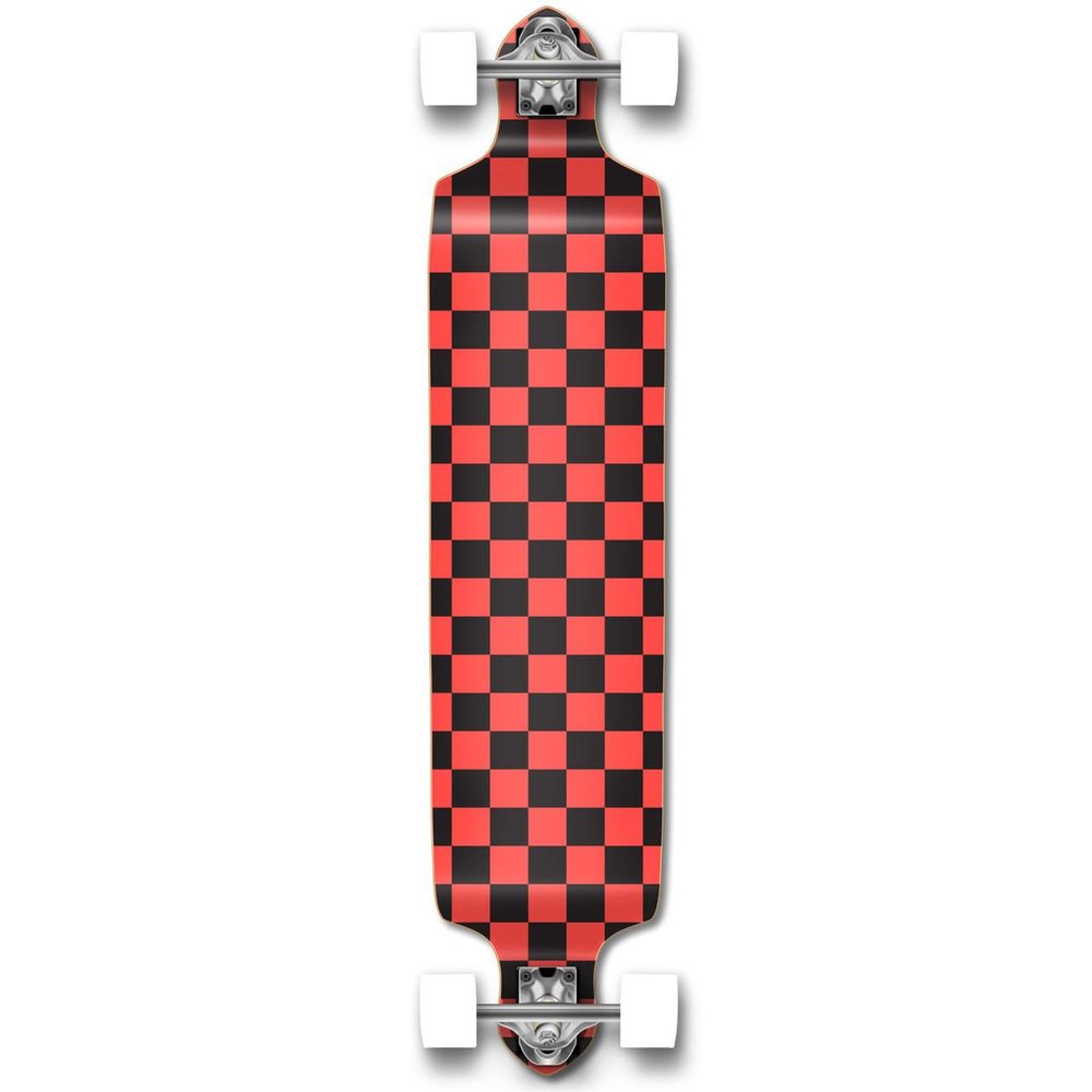 Yocaher Drop Down Longboard Complete Cruiser 41.25" x 10" w/Premium Black Grip Tape, Heavy Duty Aluminum Alloy Truck, 71mm Longboard Wheels, and ABEC-9 Bearings - Checker Orange