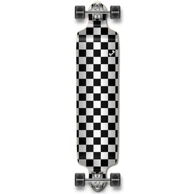 Yocaher Drop Down Longboard Complete Cruiser 41.25" x 10" w/Premium Black Grip Tape, Heavy Duty Aluminum Alloy Truck, 71mm Longboard Wheels, and ABEC-9 Bearings - Checker Gray