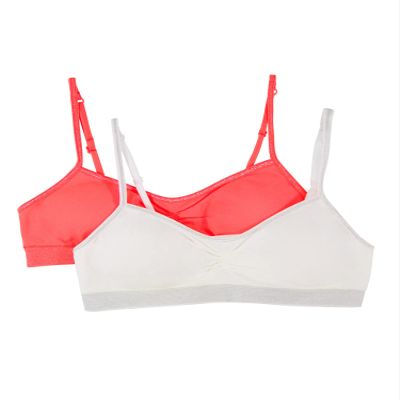 Fruit of the Loom Big Girls' Seamless Crop with Cookies, Electric Coral/White, 30(Pack of 2)