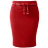 NE PEOPLE Womens Light Weight High Waist Midi Pencil Skirt with Tessel Belt view 1