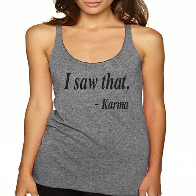 ALLNTRENDS Women's Tank Top I Saw That Karma (XL, Premium Heather)