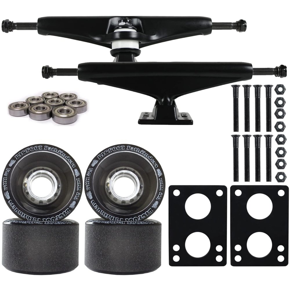 TGM Skateboards Core Black Longboard Trucks Bigfoot Wheels Package 70mm Pathfinders (Black, 7.0 inch)