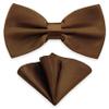 SYAYA Bow Ties for Men, Silk Formal Tuxedo Bow Tie for Boy, Tux Bowtie For Wedding U-SY-B2 (Brown - Bow Tie & Handkerchief Set) view 1