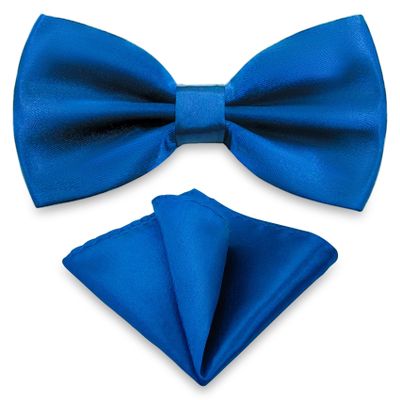 SYAYA Bow Ties for Men, Silk Formal Tuxedo Bow Tie for Boy, Tux Bowtie For Wedding U-SY-B2 (Royal Blue - Bow Tie & Handkerchief Set)