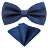 SYAYA Bow Ties for Men, Silk Formal Tuxedo Bow Tie for Boy, Tux Bowtie For Wedding U-SY-B2 (Navy Blue - Bow Tie & Handkerchief Set) view 1