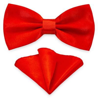 SYAYA Bow Ties for Men, Silk Formal Tuxedo Bow Tie for Boy, Tux Bowtie For Wedding U-SY-B2 (Red - Bow Tie & Handkerchief Set)