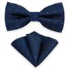 Bow Tie for Men, Boys Classic Tuxedo Bowtie Glitter Dot for Wedding, Dinner Parties, Proms & Formal Business Events U-S-T9 (Navy Blue - Bow Tie & Handkerchief Set) view 1