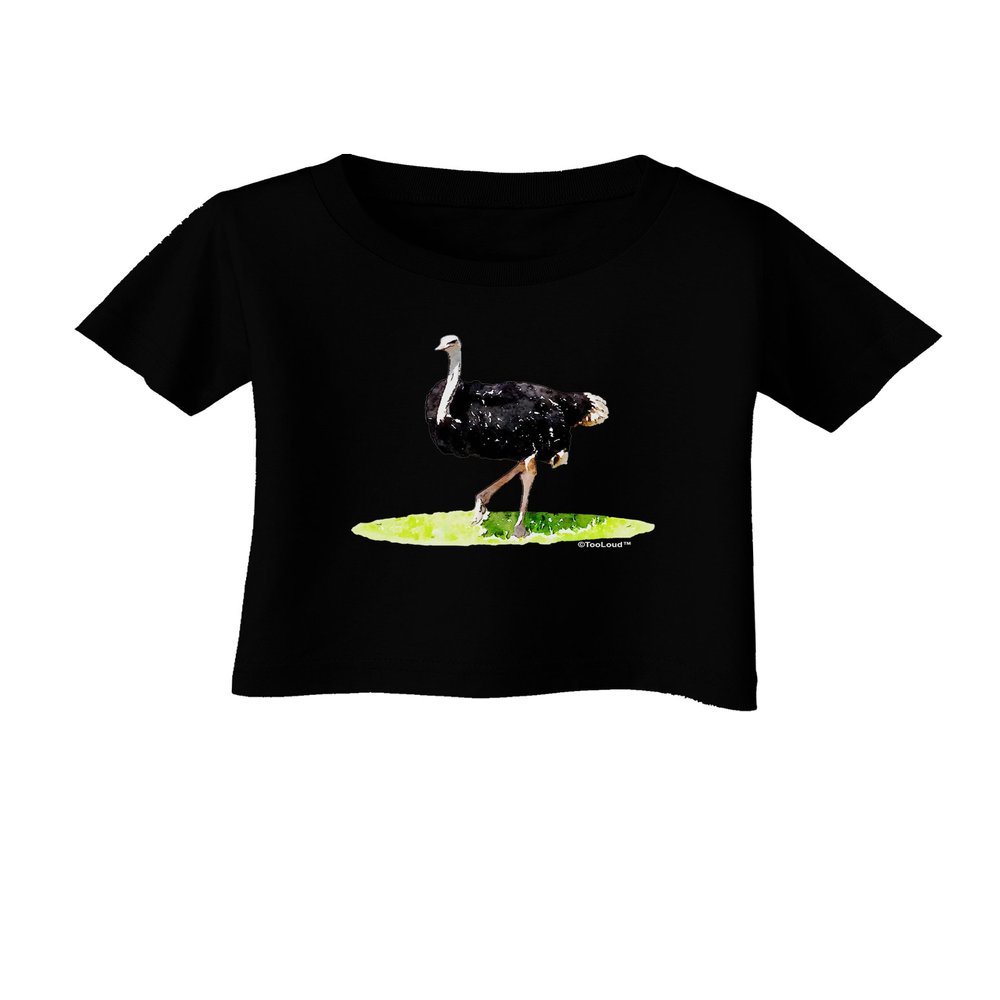 TOOLOUD Ostrich Watercolor Infant T-Shirt Dark Black - 12Months