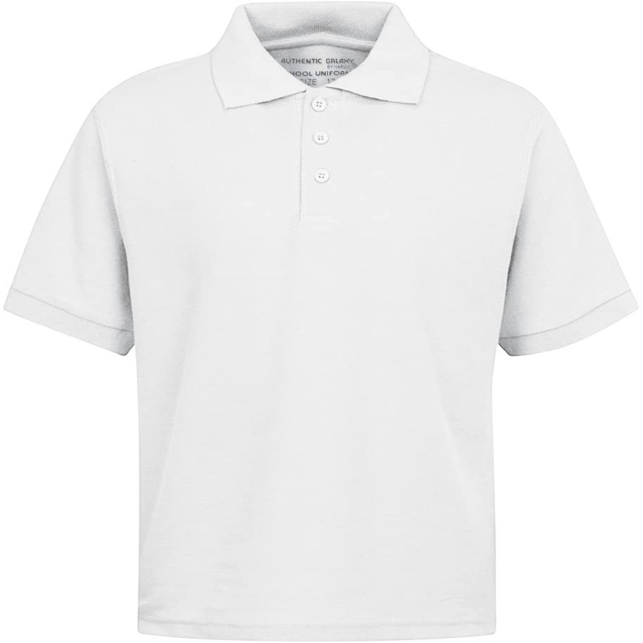 Galaxy by Harvic Short Sleeve Polo Shirts - Boys School Uniform-Cotton/Polyester - White, Size 14