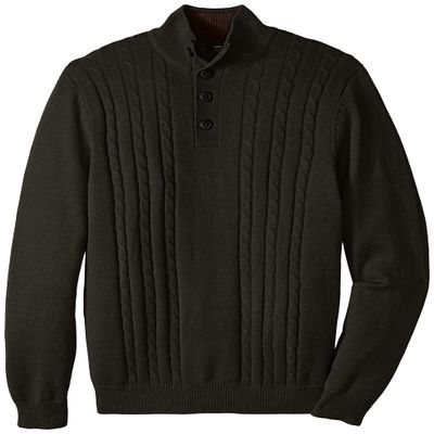 Arrow Men's Big-Tall 7GG Cable Button Mock Sweater, Rosin Heather, Large Tall