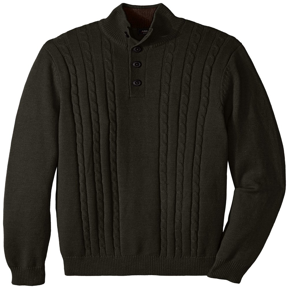 Arrow Men's Big-Tall 7GG Cable Button Mock Sweater, Rosin Heather, Large Tall