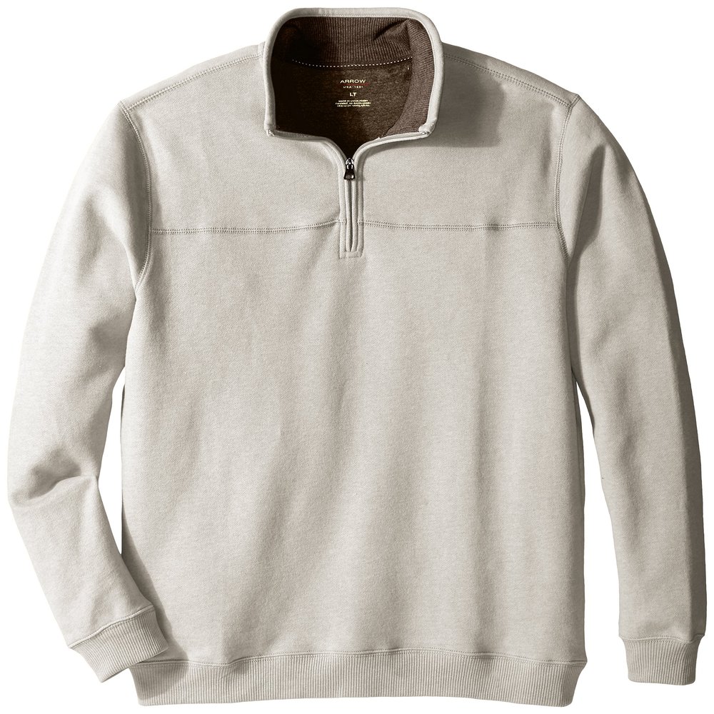 Arrow Men's Big-Tall Long Sleeve Sueded Fleece 1/4 Zip, Rock Heather, 3X-Large Tall