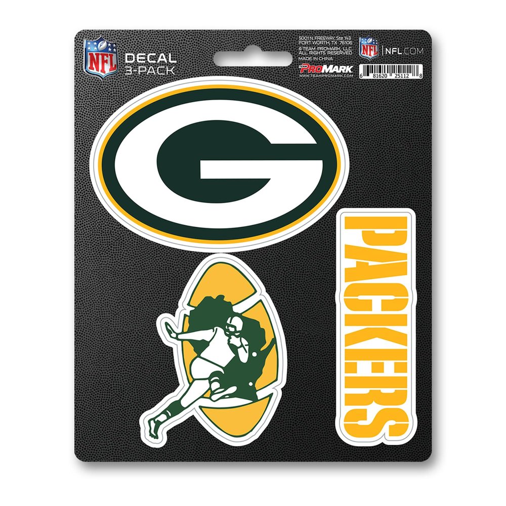 FANMATS NFL Green Bay Packers Team Decal, 3-Pack, Yellow, One Size