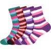 BambooMN Women's Super Soft Warm Microfiber Cozy Fuzzy Cozy Home Stripe Socks - 4 Pairs - Assortment S0-4 view 1
