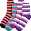 BambooMN Women's Super Soft Warm Microfiber Cozy Fuzzy Cozy Home Stripe Socks - 4 Pairs - Assortment S0-4 view 2