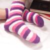 BambooMN Women's Super Soft Warm Microfiber Cozy Fuzzy Cozy Home Stripe Socks - 4 Pairs - Assortment S0-4 view 3