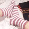 BambooMN Women's Super Soft Warm Microfiber Cozy Fuzzy Cozy Home Stripe Socks - 4 Pairs - Assortment S0-4 view 4