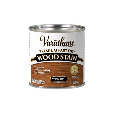 Varathane Premium Fast Dry Wood Stain | 1 Hour Dry Time | 1 Coat Color | Interior Wood Stain | Furniture, Cabinets, Doors, Trim | Half Pint | Traditional Pecan
