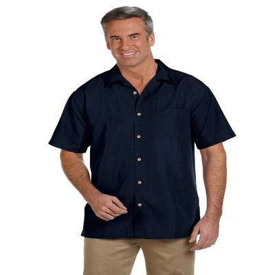 Harriton Men's Barbados Textured Camp Shirt (M560)- NAVY,4XL