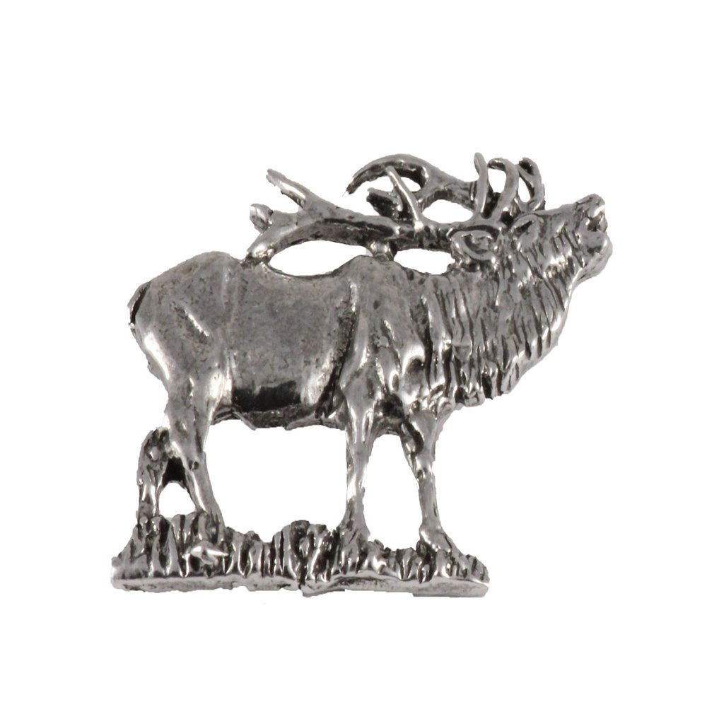 Pewter Elk Bugling Pin, M003, 1.5 Inches, Handmade in the USA, Realistic, Wapiti, Hunting, Metal, Hat Pin, Lapel, Brooch, Gift, Over 3100 Wildlife Designs