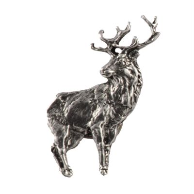 Pewter Red Stag Pin, Pewter, M019, 1.5 Inches, Handmade in the USA, Realistic, Hunting, Metal, Hat Pin, Lapel, Brooch, Gift, Over 3100 Wildlife Designs