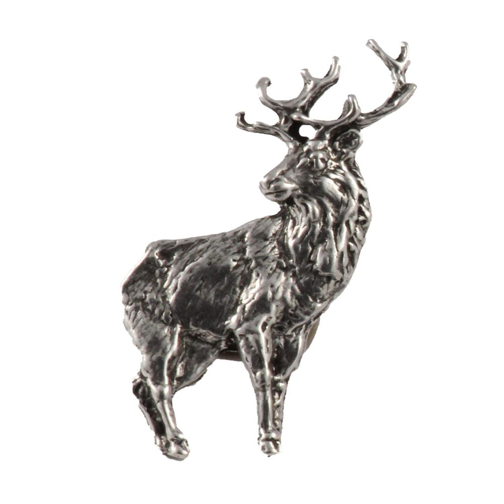 Pewter Red Stag Pin, Pewter, M019, 1.5 Inches, Handmade in the USA, Realistic, Hunting, Metal, Hat Pin, Lapel, Brooch, Gift, Over 3100 Wildlife Designs