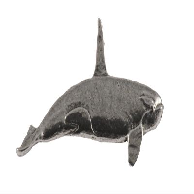 Killer Whale Pin, Bull Orca, Pewter, M072, 2 Inches, Handmade in the USA, Realistic, Ocean Mammal, Whales, Cetaceans, Metal, Hat Pin, Lapel Pins, Brooch, Gift, Over 3100 Wildlife Designs.