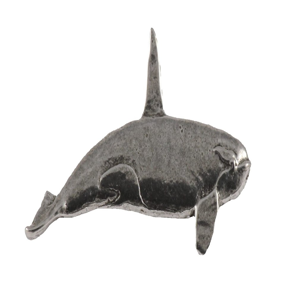 Killer Whale Pin, Bull Orca, Pewter, M072, 2 Inches, Handmade in the USA, Realistic, Ocean Mammal, Whales, Cetaceans, Metal, Hat Pin, Lapel Pins, Brooch, Gift, Over 3100 Wildlife Designs.