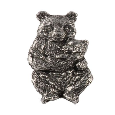 Mother Panda Pin, Mama Bear, Pewter, M152, 1.25 Inches, Handmade in the USA, Realistic, Baby, Panda, Hat Pin, Lapel Pins, Brooch, Gift, Over 3100 Wildlife Designs.