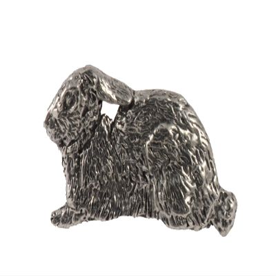 Cottontail Rabbit Pin, Laying Down, Pewter, M188, 1.25 Inches, Handmade in the USA, Realistic, Bunny, Wild, Hat Pin, Lapel Pins, Brooch, Gift, Over 3100 Wildlife Designs.