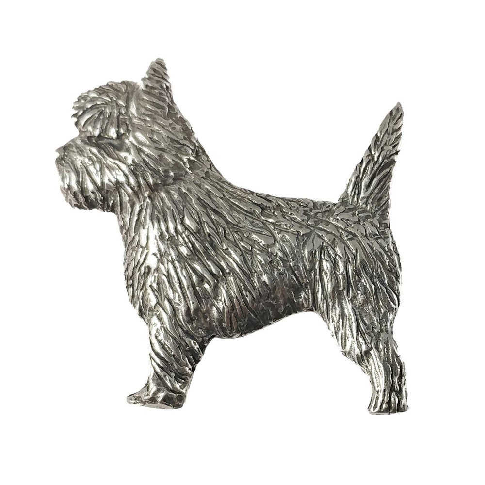 Cairn Terrier Pin, Full Body, Pewter, D342F, 1 1/2 Inches, Handmade in The USA, Cairn Terrier Gift, Skye, Realistic, Metal, Lapel Pins, Hat Pin, Brooch, Gift, Over 90 Dog Breeds Available
