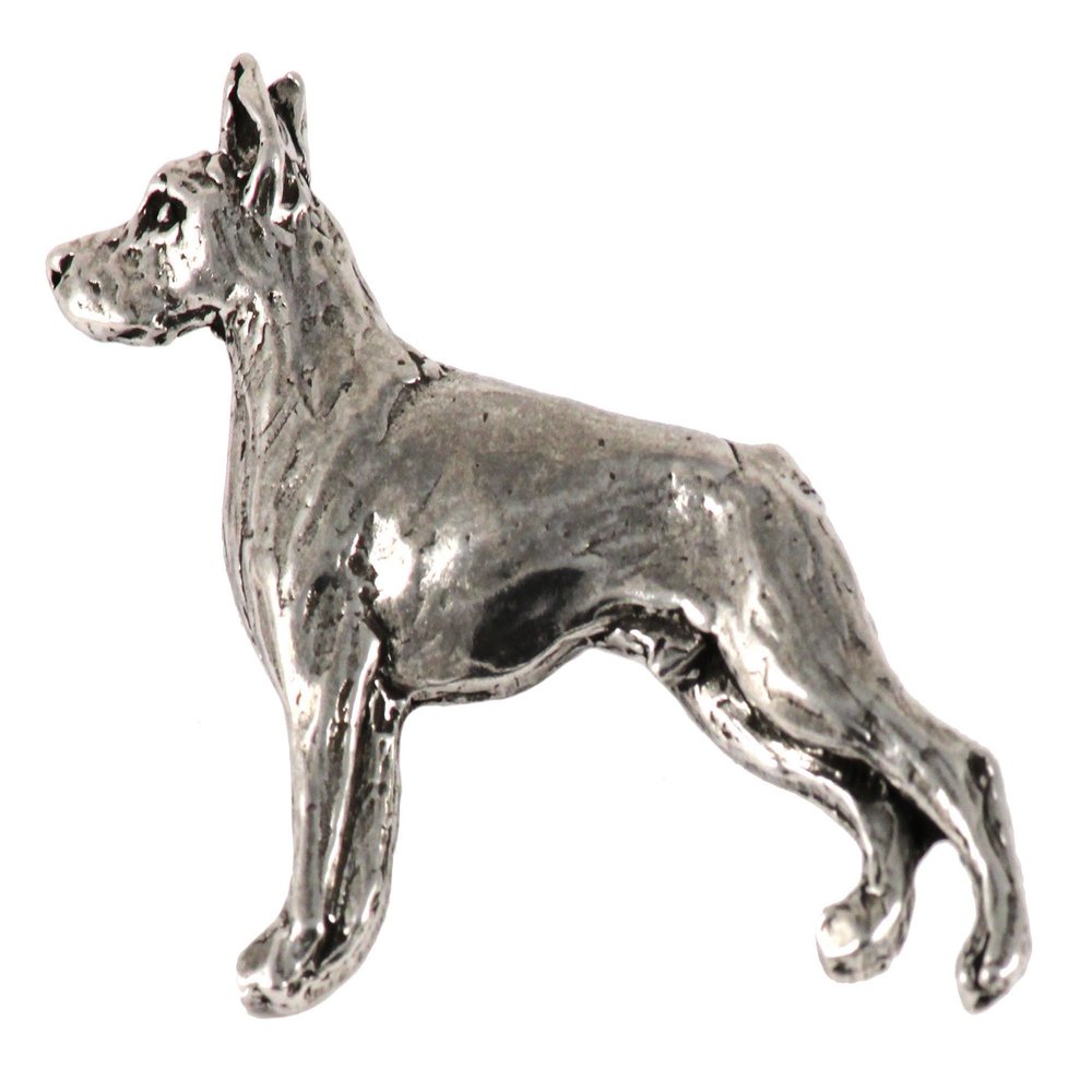 Doberman Pin, Full Body, Pewter, D370F, 2 Inches, Handmade in The USA, Realistic Doberman Dog Pin, Metal, Lapel Pins, Hat Pin, Brooch, Gift, Over 90 Dog Breeds Available