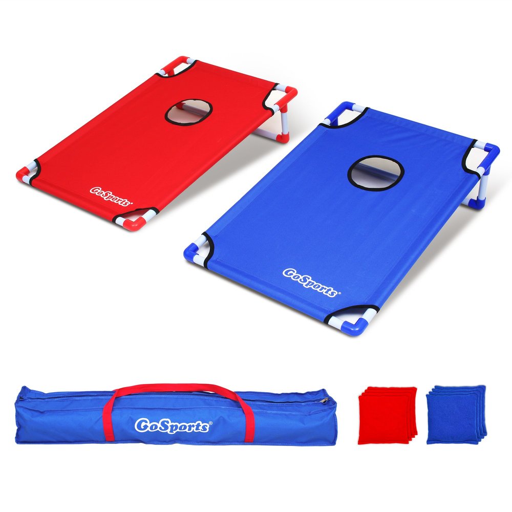 GoSports Portable PVC Framed Cornhole Toss Game Set with 8 Bean Bags and Travel Carrying Case - Choose Your Style
