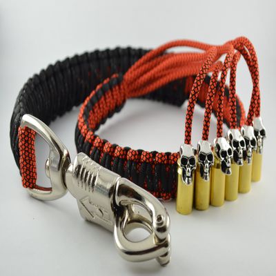 36" Biker Get-back Whip - Panic Snap - Orange-black Reflective Paracord