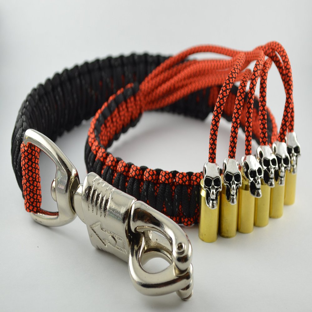 36" Biker Get-back Whip - Panic Snap - Orange-black Reflective Paracord