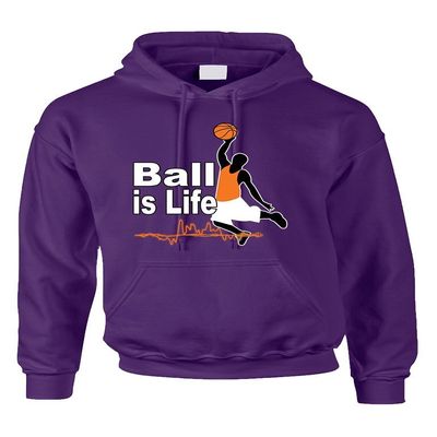 ALLNTRENDS Unisex Hoodie Sweatshirt Basketball is Life (M, Purple)