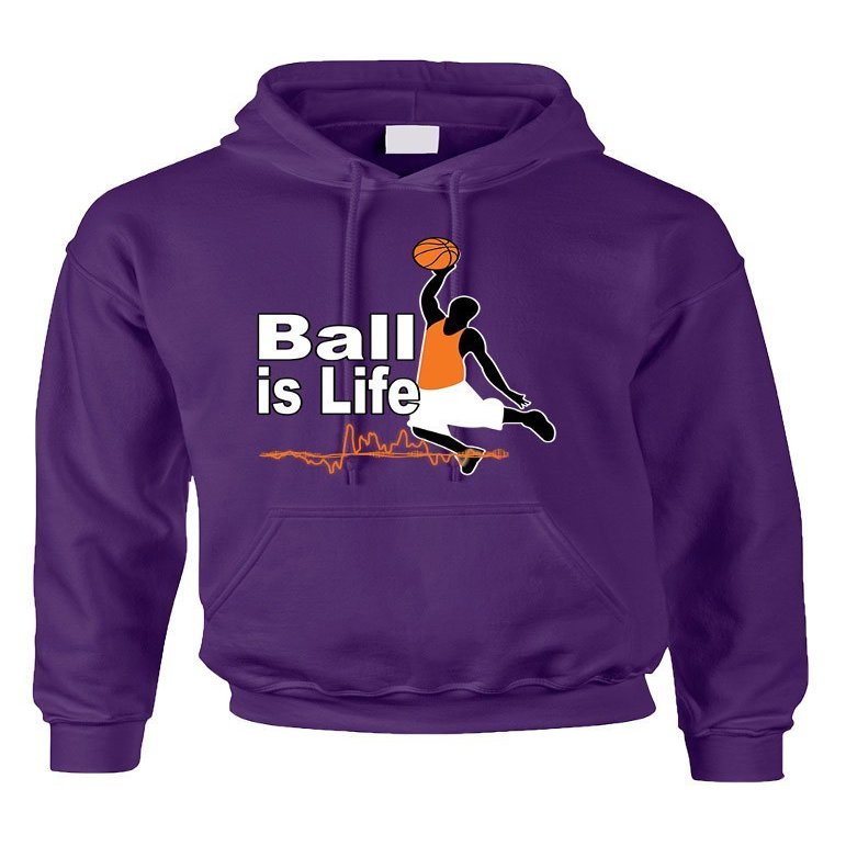 ALLNTRENDS Unisex Hoodie Sweatshirt Basketball is Life (M, Purple)