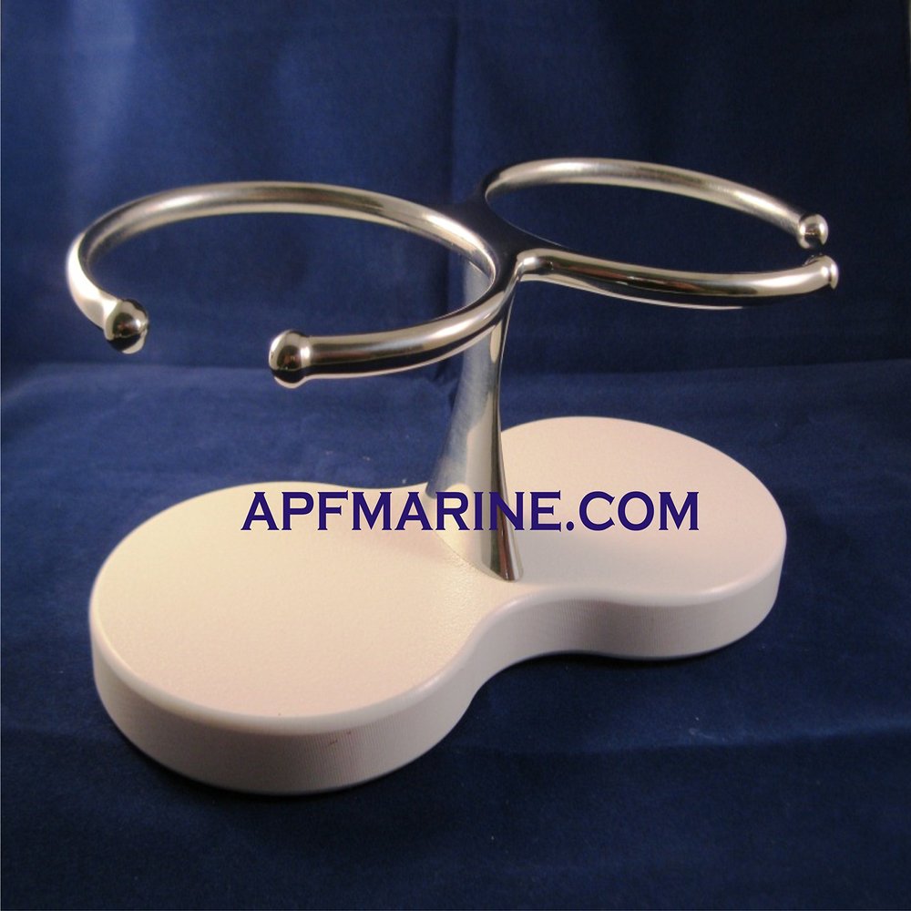 Stainless Steel Double Cup Beverage Holder w HDPE Base