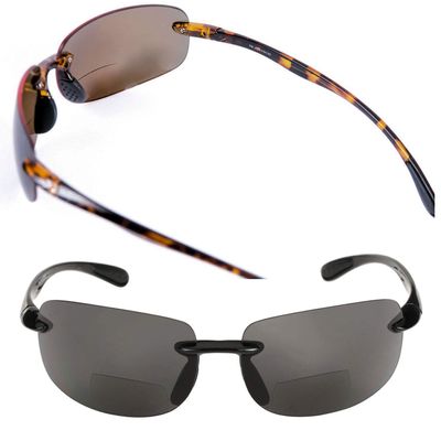 2 Pair of Maui Sunshine Bifocal Sunglasses Lightweight TR90 Frames for Men and Women. Polarized and Non Polarized Available. (Non Polarized - Black/Tortoise, 1.5)