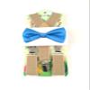 Baby Boy Suspenders and Bow Tie Tan & Blue view 1